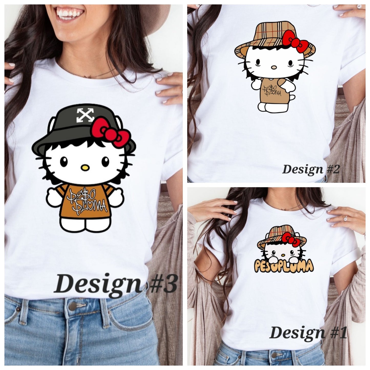 Peso Pluma Shirt-Peso Pluma Kawaii Kitty crewneck-PP Shirt-Peso Pluma Kawaii Shirt