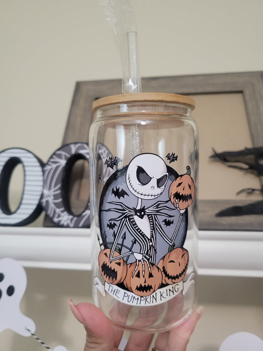 Jack The Pumpkin King Nighmare before Christmas Glass Can