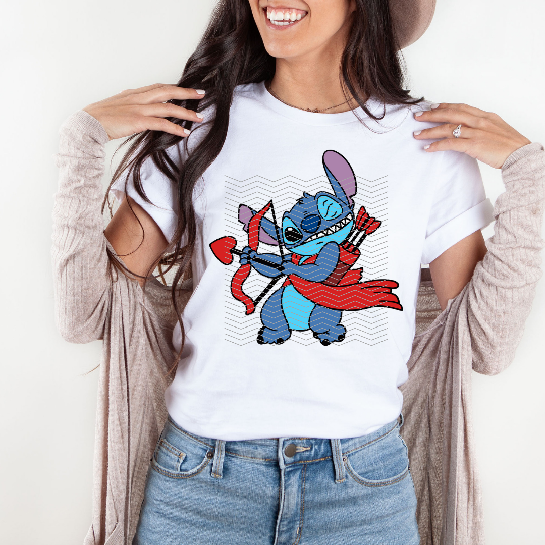 Valentines Day Stitch shirt-Stitch Kitty kawaii shirt-Stitch kitty shirt-Angel and Stitch Valentines crewneck-Cupid Stitch Valentines shirt