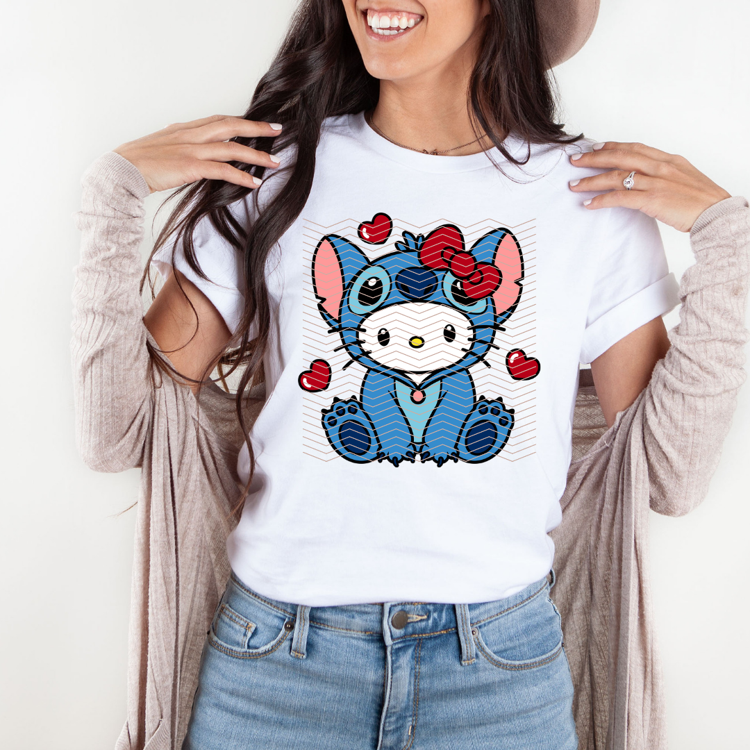 Valentines Day Stitch shirt-Stitch Kitty kawaii shirt-Stitch kitty shirt-Angel and Stitch Valentines crewneck-Cupid Stitch Valentines shirt