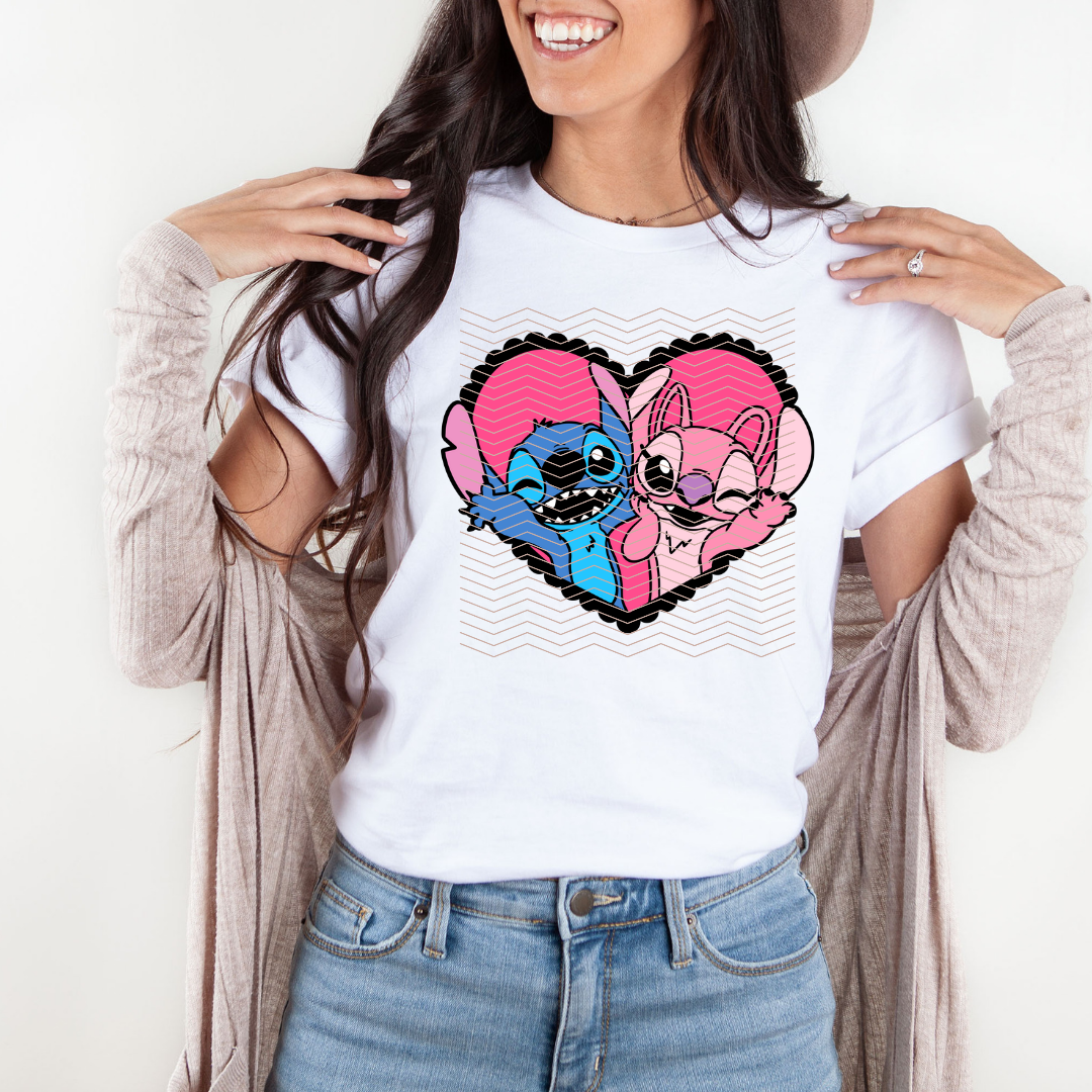 Valentines Day Stitch shirt-Stitch Kitty kawaii shirt-Stitch kitty shirt-Angel and Stitch Valentines crewneck-Cupid Stitch Valentines shirt