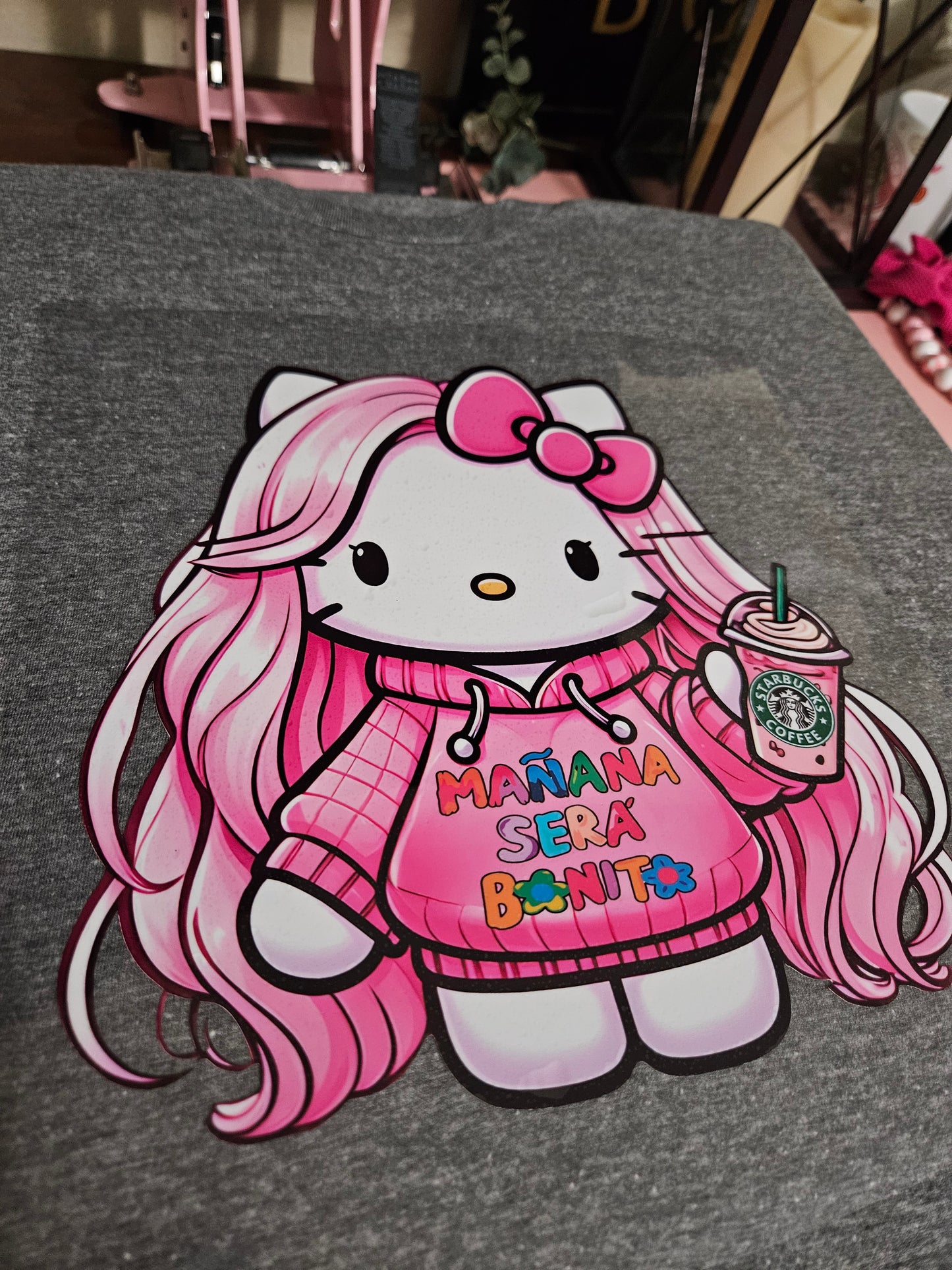 Karol G Kawaii Kitty Shirt-Mañana Sera Bonito Karol G shirt-Pink Karol G Crewneck-Karol G Starbucks shirt-Pink Mańana sera bonito Shirt-Karol G Kitty Shirt