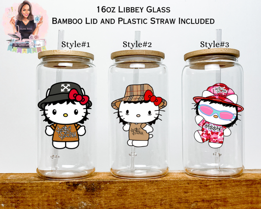 Peso Pluma Kawaii Kitty libbey glass-Peso Pluma Kawaii Glass can-Peso Pluma drinkware