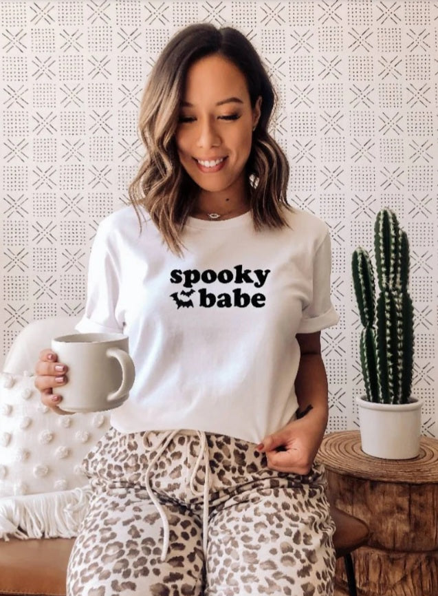 Spooky Babe Shirt-Cute Halloween Mom shirt-Halloween tee-Spooky Babe tee-Spooky Shirt