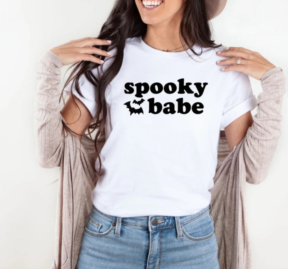 Spooky Babe Shirt-Cute Halloween Mom shirt-Halloween tee-Spooky Babe tee-Spooky Shirt