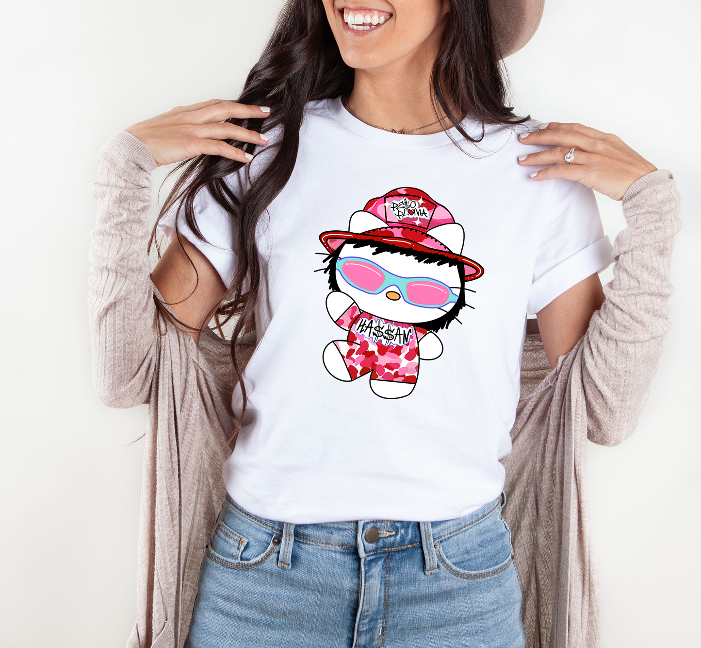 Peso Pluma Kawaii Shirt-Peso Pluma Kawaii Kitty crewneck-PP Shirt-Peso Pluma Kawaii Shirt