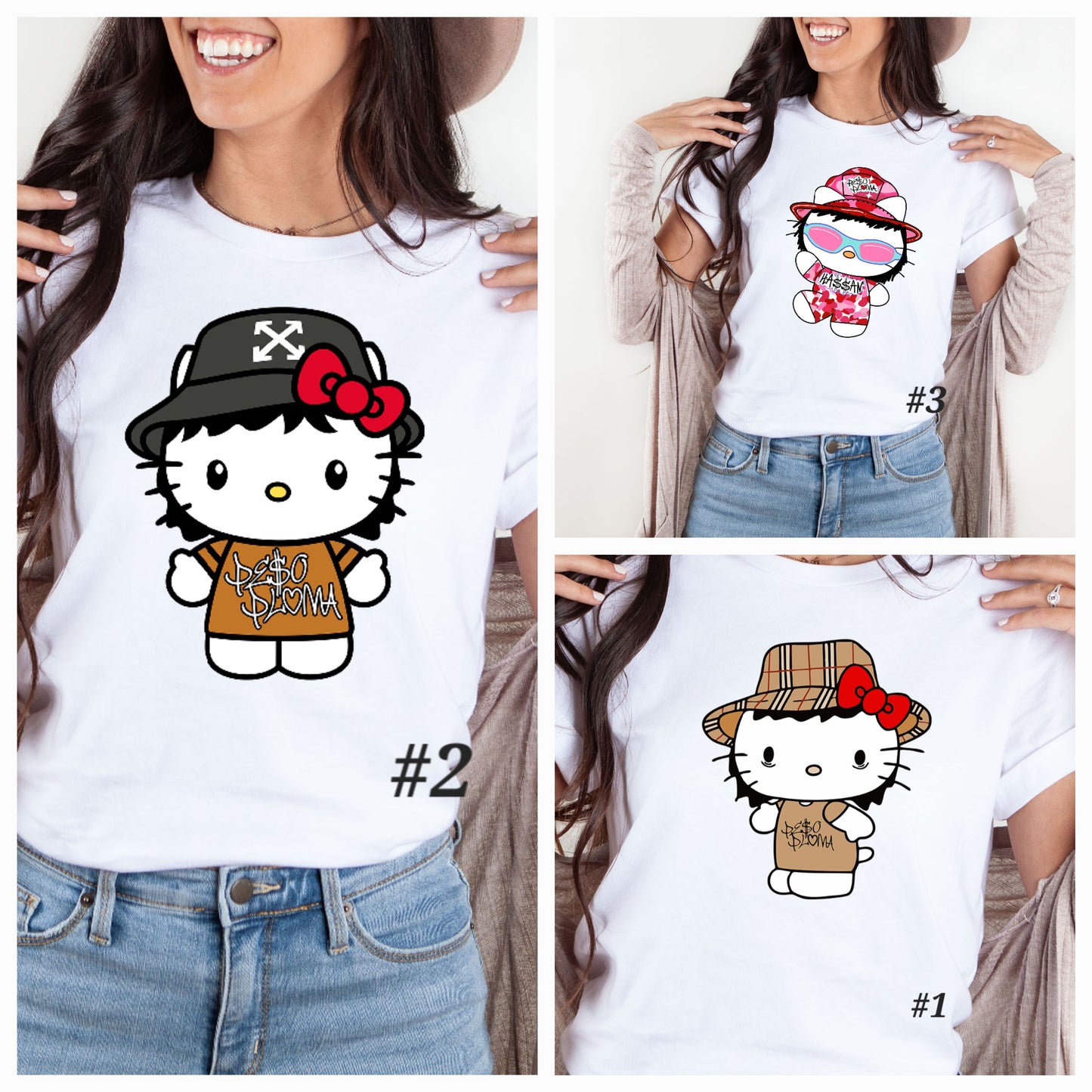 Peso Pluma Kawaii Shirt-Peso Pluma Kawaii Kitty crewneck-PP Shirt-Peso Pluma Kawaii Shirt