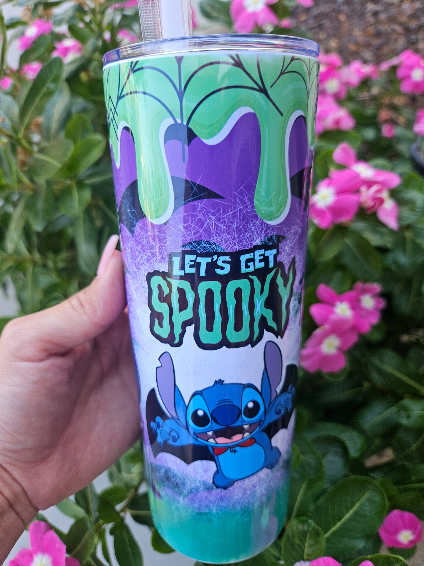 Stitch Halloween Stainless steel 20oz Tumbler-Halloween Stitch tumbler-Spooky Stitch tumbler-Halloween Slime tumbler