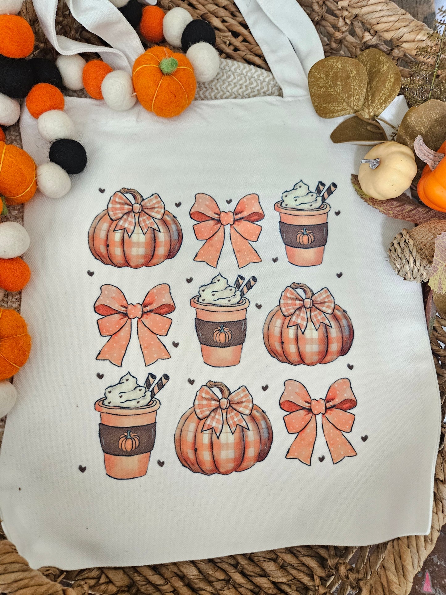 Fall Pumpkin Autumn tote bags-Coquette Pumpkin tote-Fall basics tote-Hello Pumpkin tote-Retro Pumpkin daisy tote-Cute Fall Autumn Tote bags