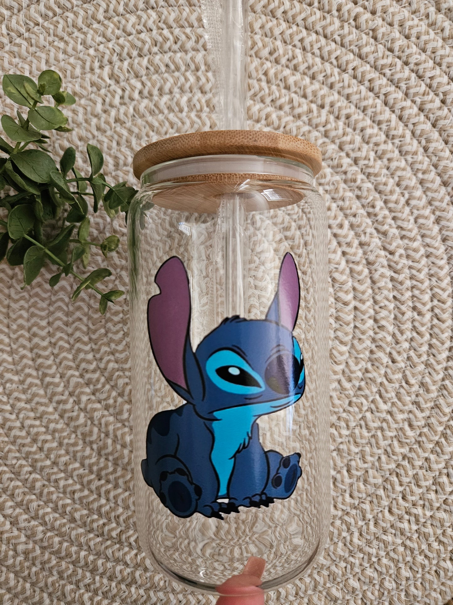 Stitch Libbey Glass Can-Stitch Glass Can-Stitch moody iced coffee glass-Stitch Glass-Stitch Fan-Stitch and Angel cup-Angel glass cup