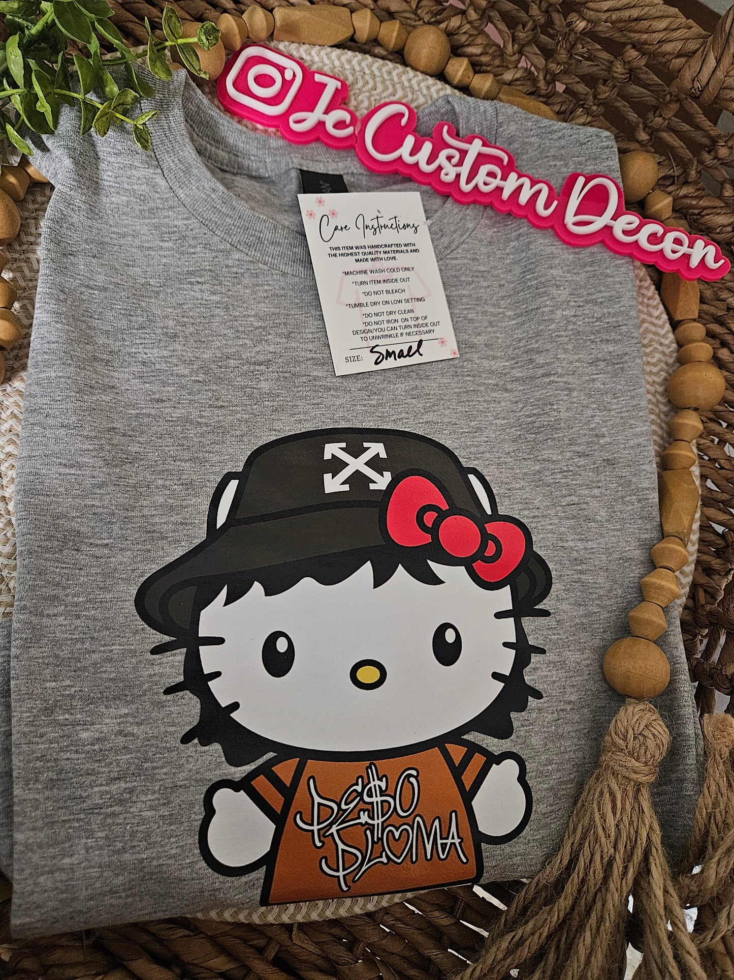 Peso Pluma Kawaii Shirt-Peso Pluma Kawaii Kitty crewneck-PP Shirt-Peso Pluma Kawaii Shirt