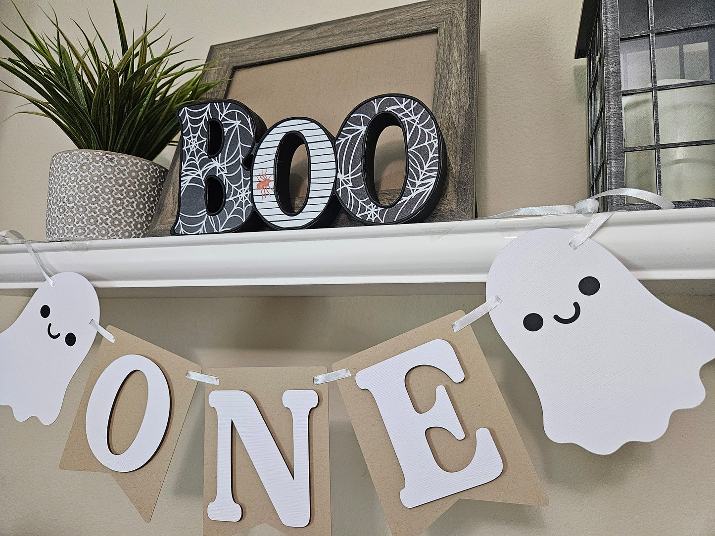 One Ghost Highchair banner-Spooky One Birthday banner-Spooky 1st birthday banner-Ghost Banner-Cute ghost banner