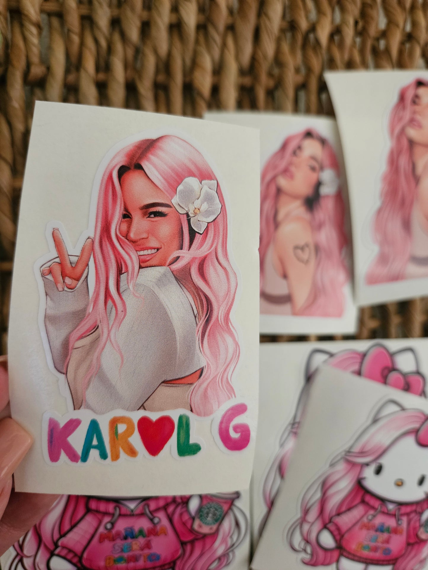 Karol G Stickers-3pc Karol G Decals-Karol G Car decals-Bichota vinyl decals-Karol G vinyl decals-Pink Karol G vinyl decals