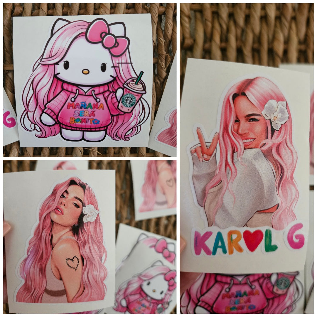 Karol G Stickers-3pc Karol G Decals-Karol G Car decals-Bichota vinyl decals-Karol G vinyl decals-Pink Karol G vinyl decals