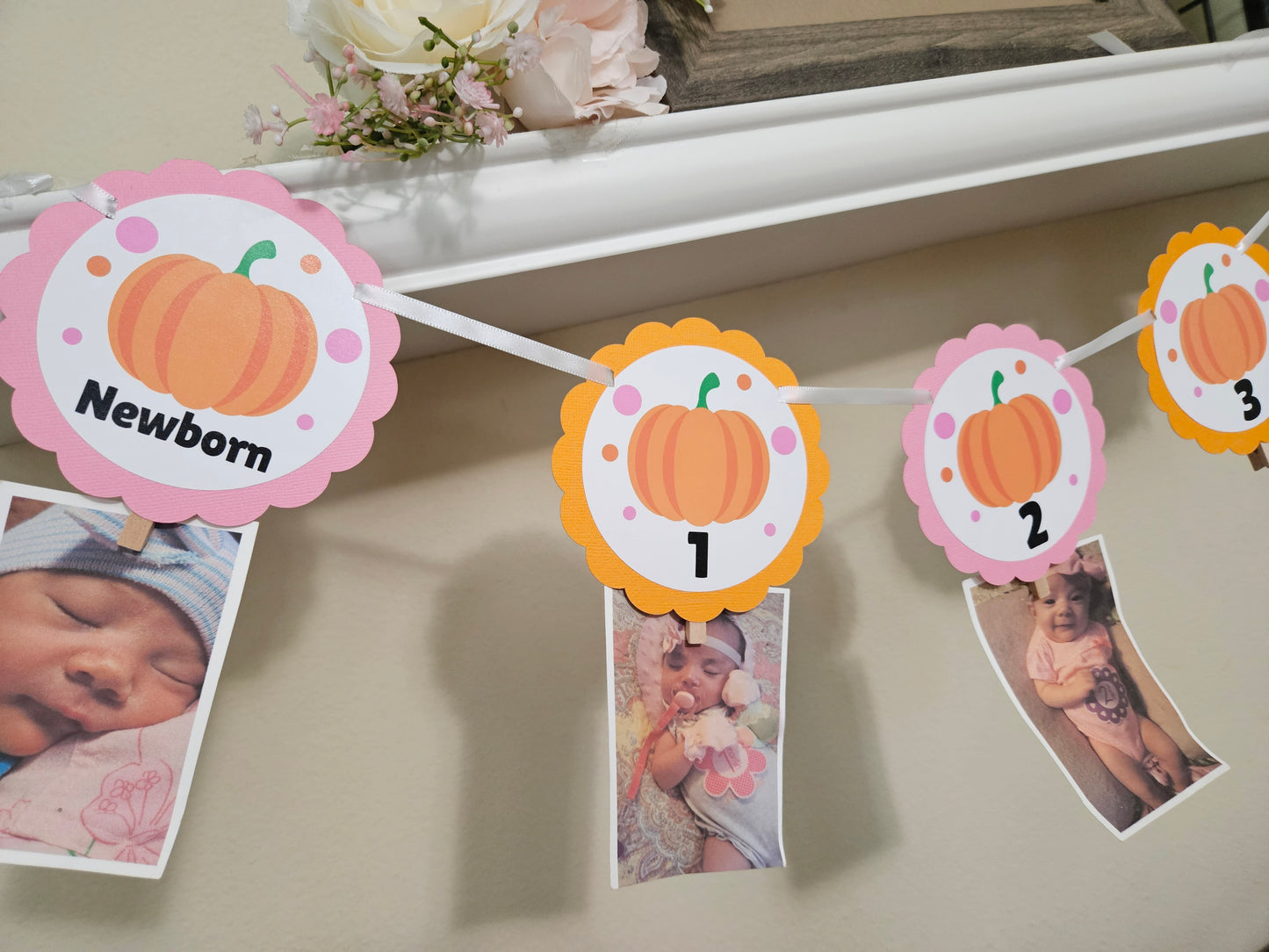 Pumpkin Milestone Banner for Baby's First Year - Monthly Photo Display