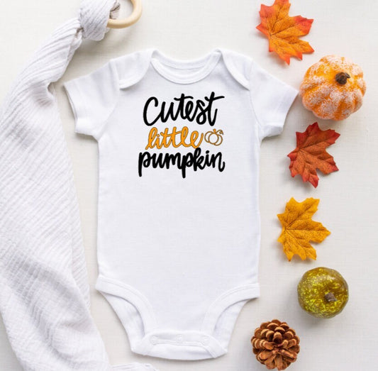 Cutest Little Pumpkin Baby Onesie-Little Pumpkin boy girl onesie-Cute Fall Pumpkin Onesie-Spooky Season onesie-Halloween cute onesie-Spooky